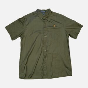 Port Authority Olive Green Button-Up Shirt 2XLT Embroidered Logo Short Sleeve